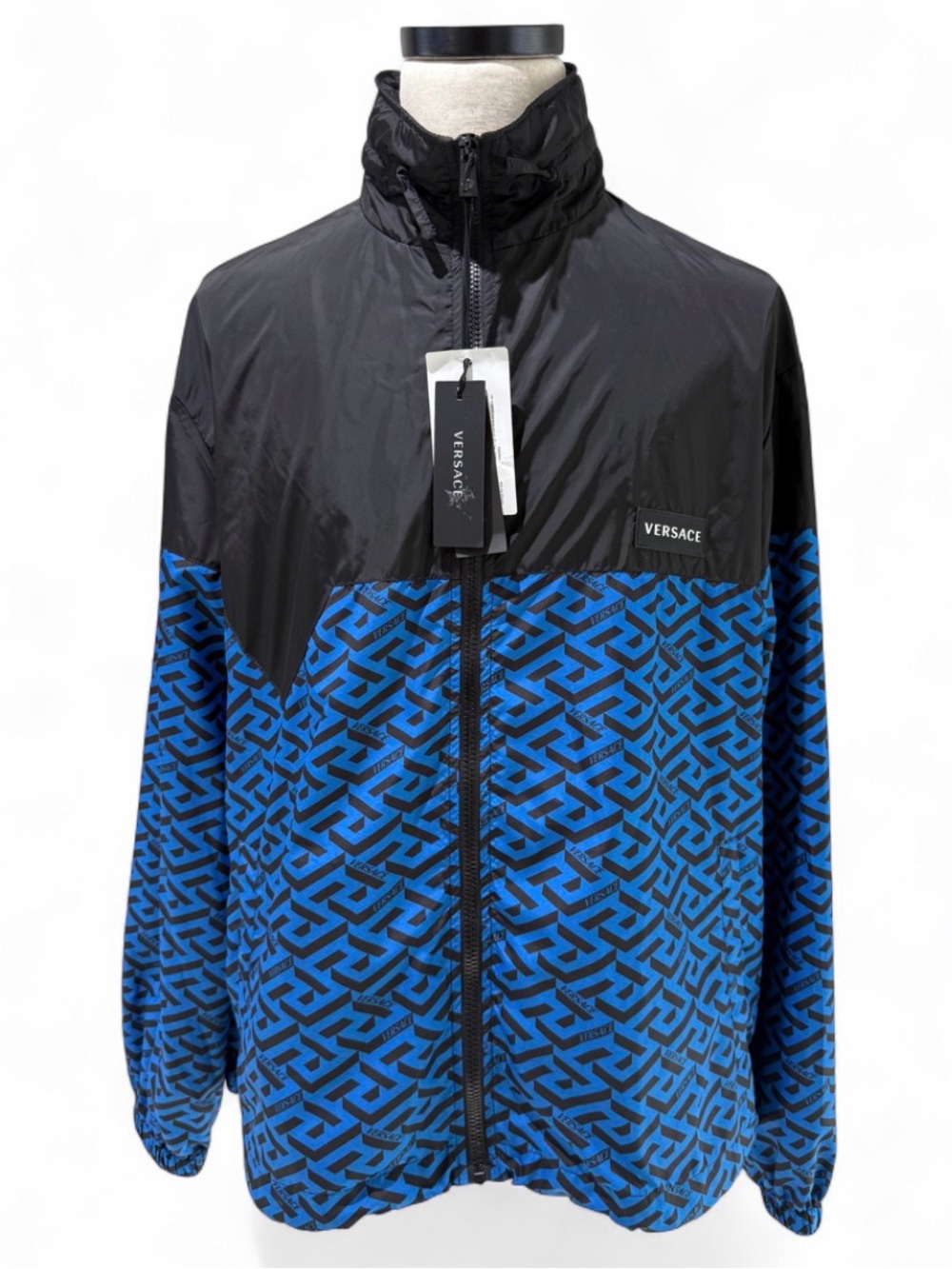 Versace Greca Pattern Blue Windbreaker Jacket Size 56 IT/XL. Brand New W. Defect